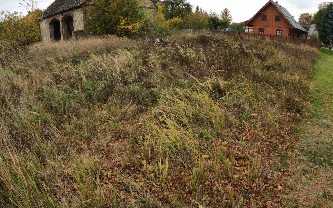 prodej stavebního pozemku 627m2 v&nbsp;centru malé obce Skalka, oblast Kokořínsko